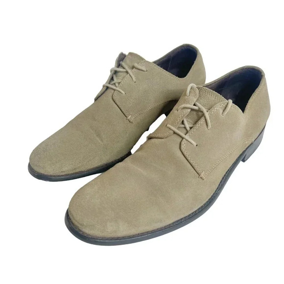 John Varvatos Men's Taupe Suede Wingtip Oxfords Size 11.5 - Picture 1 of 11